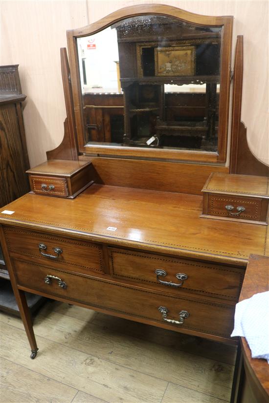 An Edwardian inlaid mahogany dressing table, W.106cm